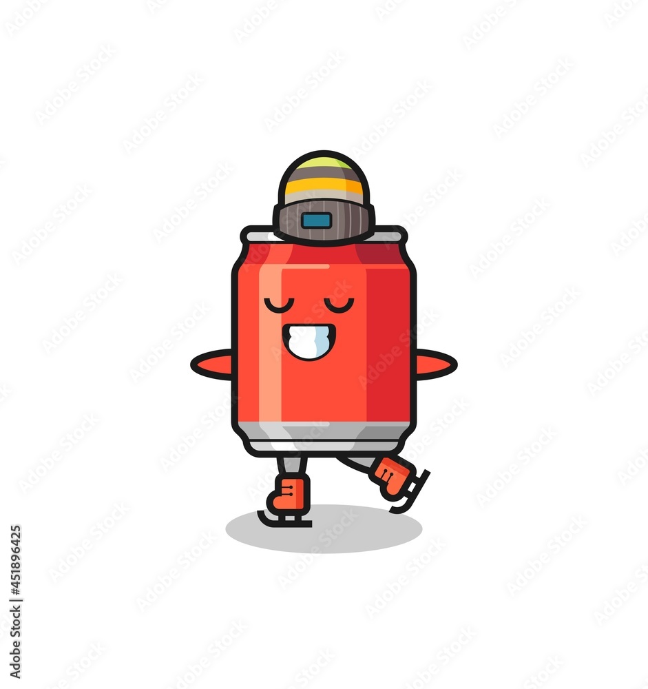 drink can cartoon as an ice skating player doing perform drink can cartoon as an ice skating player doing perform