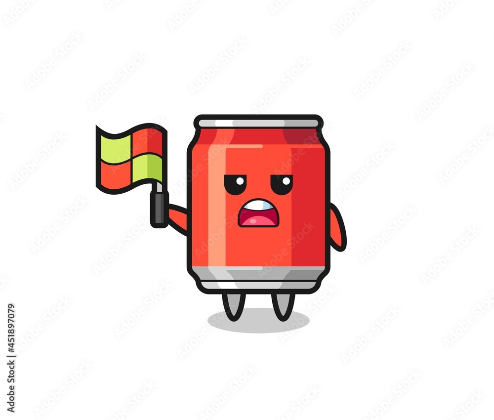 drink can character as line judge putting the flag up drink can character as line judge putting the flag up