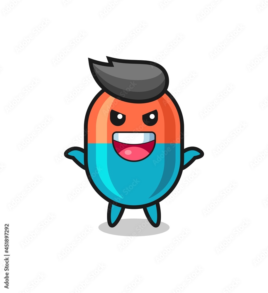 the illustration of cute capsule doing scare gesture the illustration of cute capsule doing scare gesture