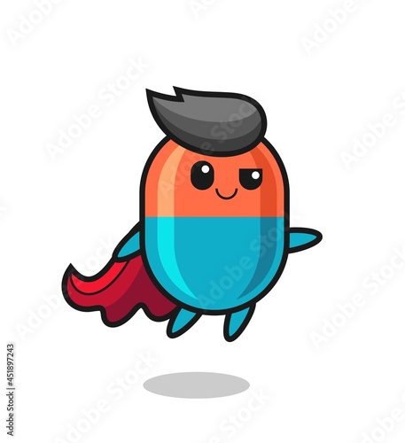 cute capsule superhero character is flying