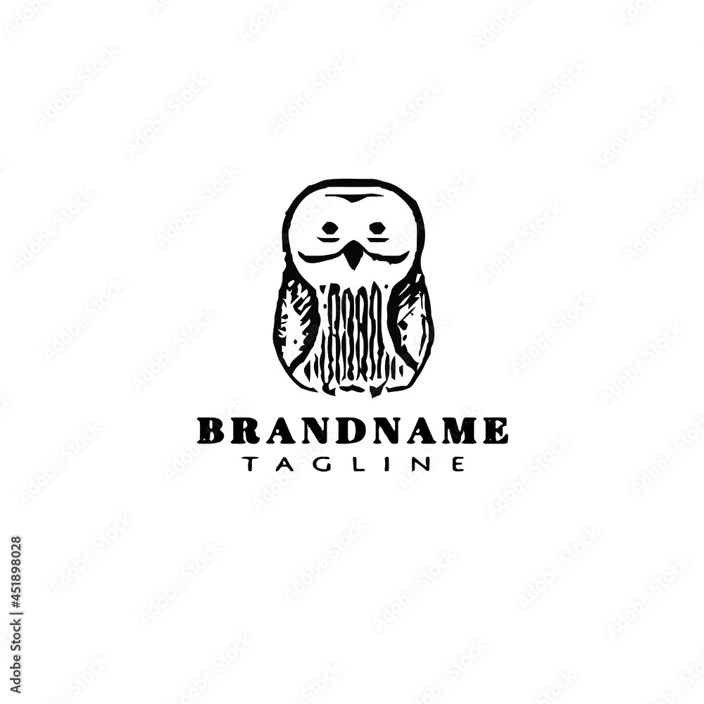 owl cartoon logo icon design template black vector cute