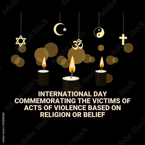 Canvas Print Vector illustration, candle flame with religious symbol, as banner or poster, International Day Commemorating the Victims of Acts of Violence Based on Religion or Belief