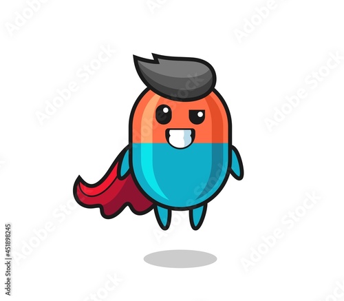 the cute capsule character as a flying superhero