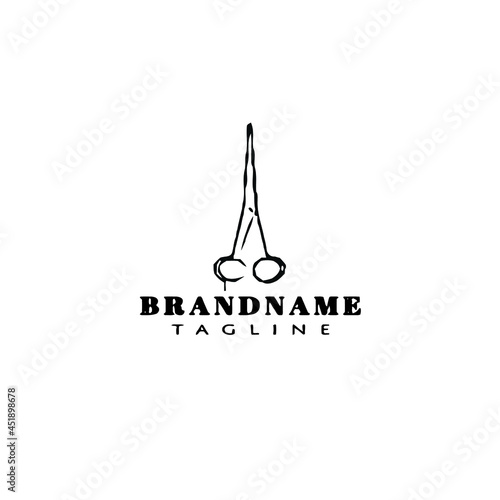 cute scissors logo cartoon design icon black vector symbol