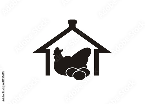 Poultry farming simple illustration in black and white.