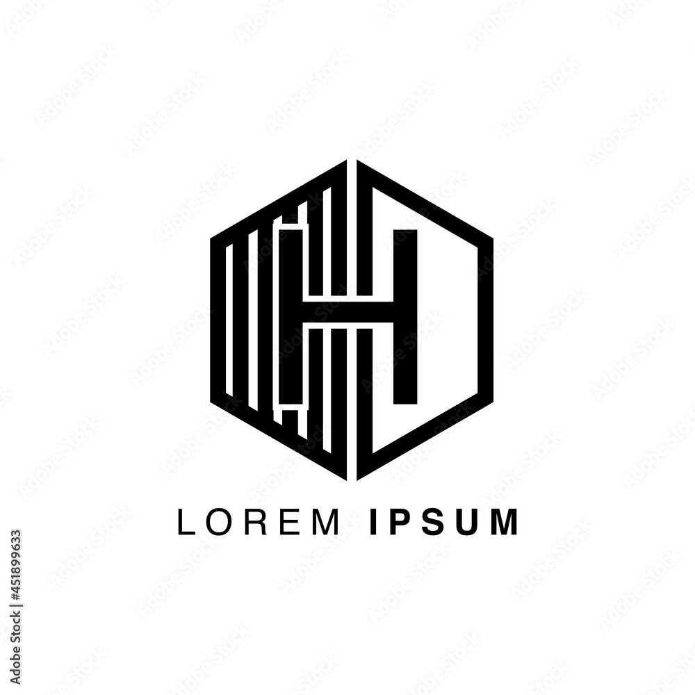 simple alphabet logo black and white concept with hexagon combination simple alphabet logo black and white concept with hexagon combination