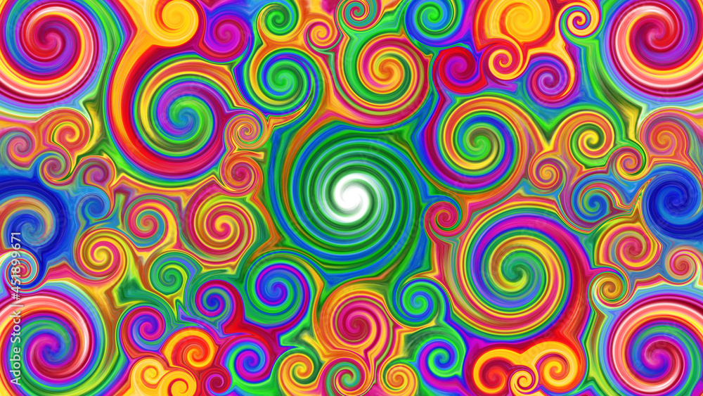Abstract painting illustration with colorful swirl shape