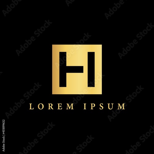 simple alphabet logo monogram design golden concept with square combination