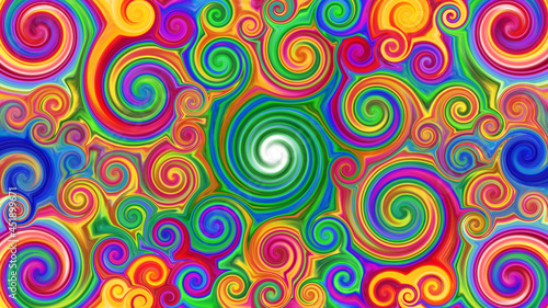 Abstract painting illustration with colorful swirl shape