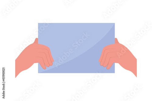 hands with blank poster