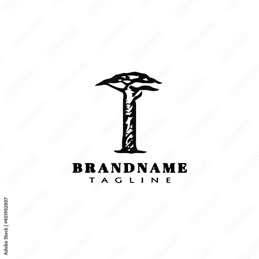 africa tree cartoon logo icon design template black vector style