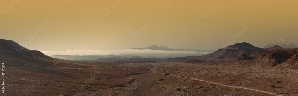Namibian Landscape and Morning Fog
