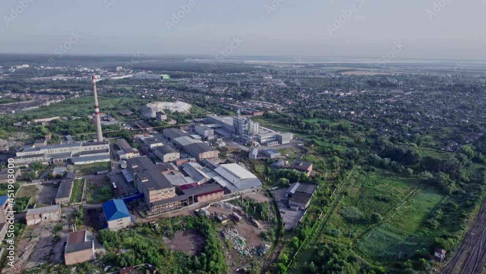 Aerial panoramic view on of a industrial plant zone Aerial panoramic view on of a industrial plant zone