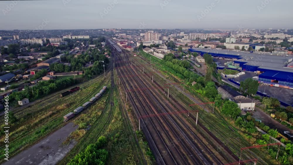 Top view of Logistics, trade, shipping ways Top view of Logistics, trade, shipping ways