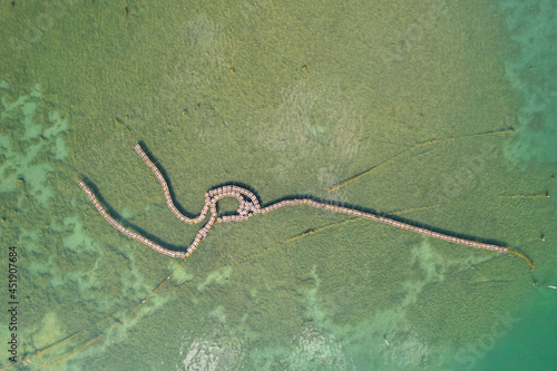 Aerial drone images of oyster farm on  Brisbane Waters,  Central Coast NSW Australia 