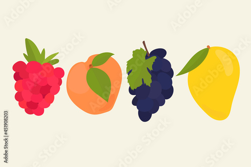 Vector pastel fruit sticker collection