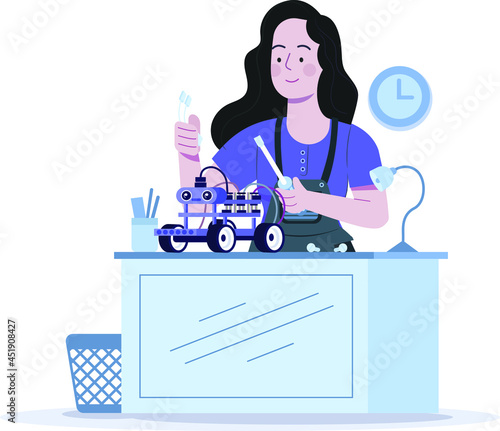 girl making robot