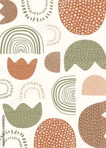 Earth tone natural patterned doodle background vector
