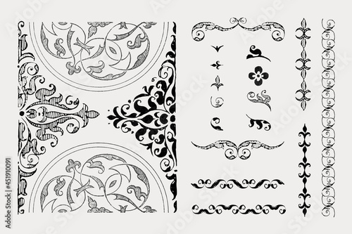Vintage divider ornamental vector set, remix from The Model Book of Calligraphy Joris Hoefnagel and Georg Bocskay