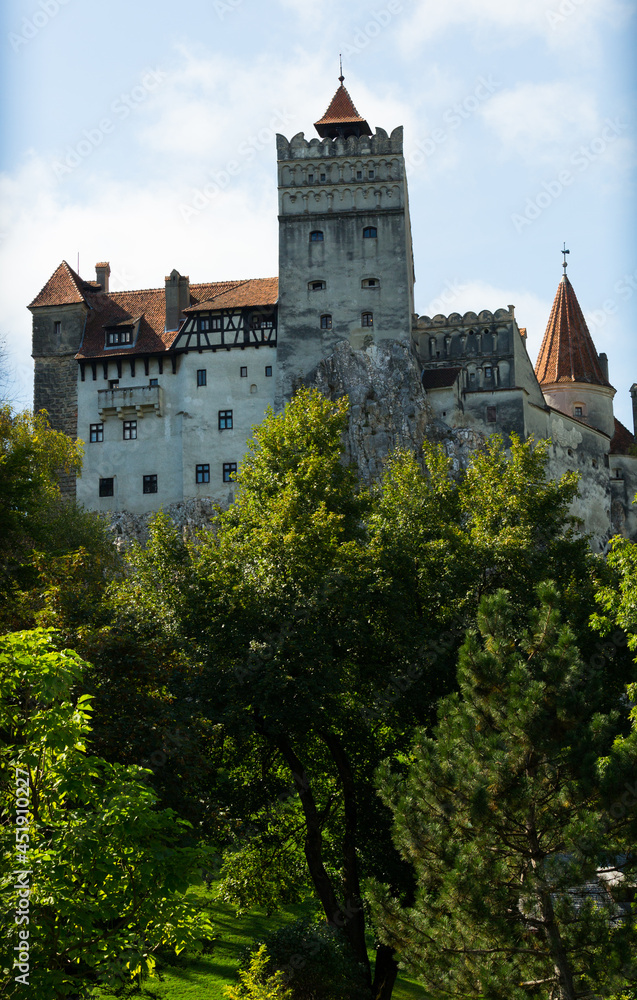 Medieval Bran Castle on mountain in Brasov, Romania