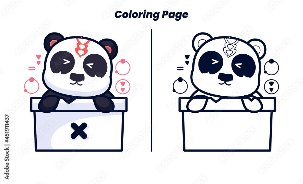 Fototapeta premium cute panda with coloring pages suitable for kids