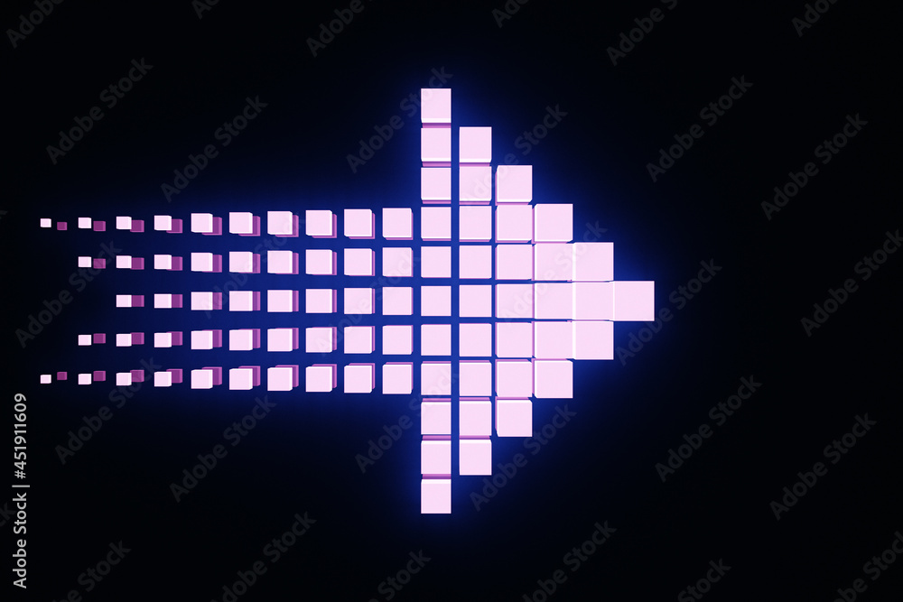 3D illustration of the white arrow icon on black isolated background. Arrow showing forward movement. Abstract elements for business infographic 3D illustration of the white arrow icon on black isolated background. Arrow showing forward movement. Abstract elements for business infographic