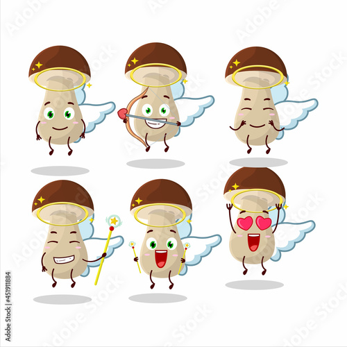 Boletus edulis cartoon designs as a cute angel character
