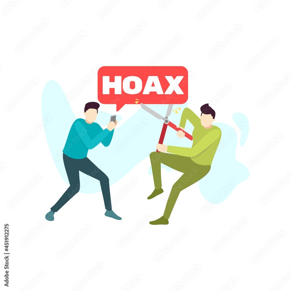 two man are at war with false news information people character flat design vector illustration two man are at war with false news information people character flat design vector illustration