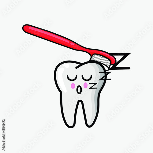 Teeth character illustration with dental equipment. tooth expression element design for poster, banner, mascot, icon