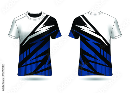 T-Shirt Sport Design. Racing jersey for club. uniform front and back view.