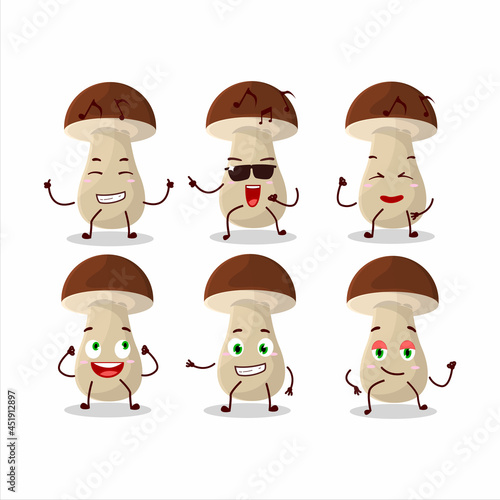 An image of boletus edulis dancer cartoon character enjoying the music