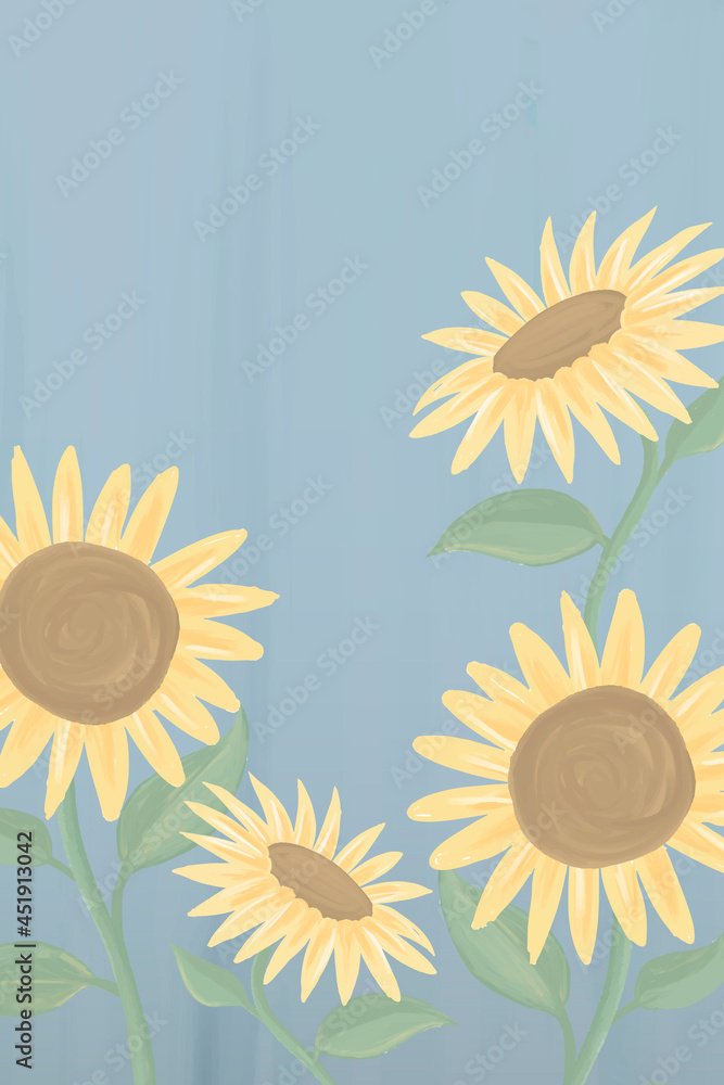 Hand drawn sunflower mockup vector Hand drawn sunflower mockup vector