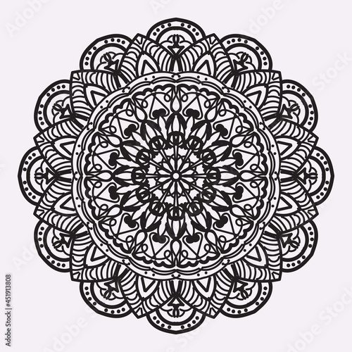 Indian Mandala Arabic Islamic Pattern Ornament Black White