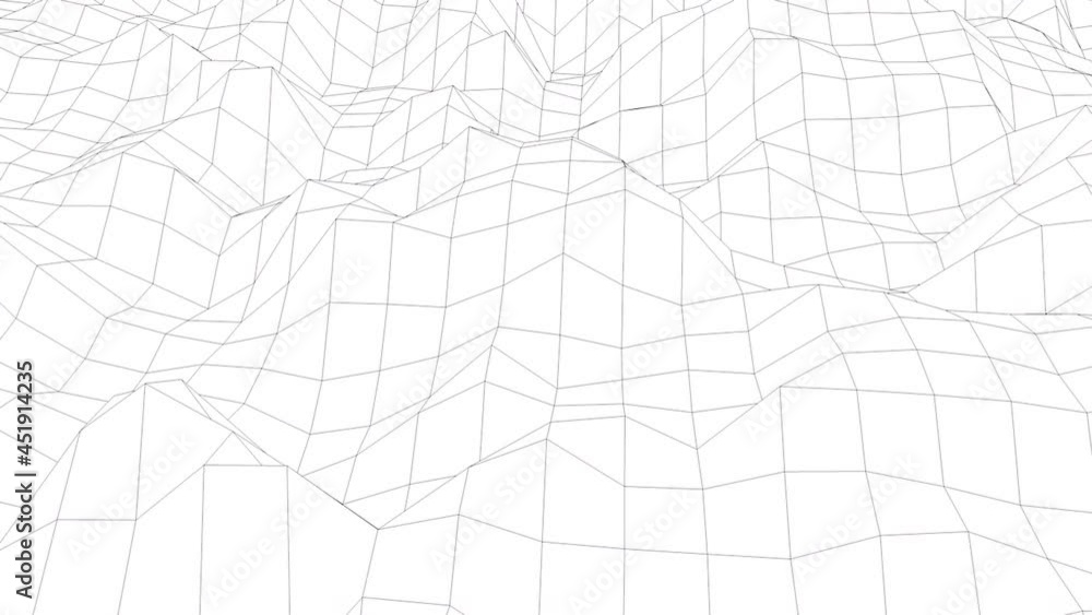 Wavy wireframe with black lines, liquid surface imitation, 3d rendering computer generated backdrop Wavy wireframe with black lines, liquid surface imitation, 3d rendering computer generated backdrop