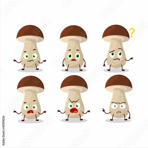 Cartoon character of boletus edulis with what expression