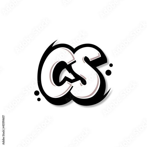 Simple Initial Logo Lettering Cartoon Grafity Black and White CS