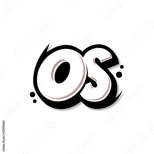 Simple Initial Logo Lettering Cartoon Grafity Black and White OS