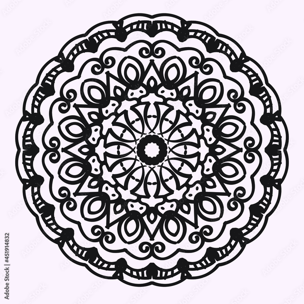 Indian Mandala Arabic Islamic Pattern Ornament Black White