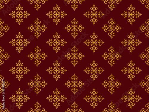 Vintage gold seamless ethnic pattern pattern background, beautiful, suitable for fabric patterns and other textile industries.