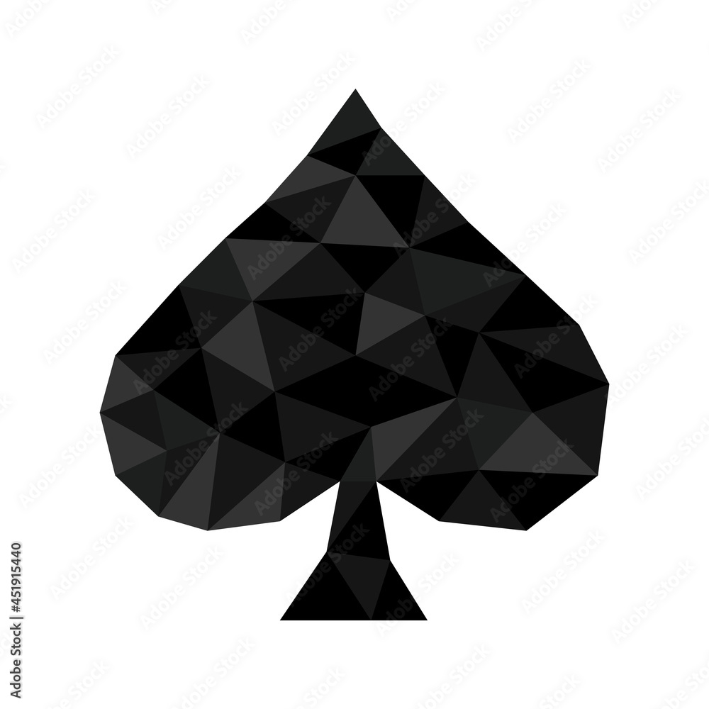 Fototapeta premium Polygonal geometric crystal poker spade symbol suitable for logo, button, jewel, best award. 