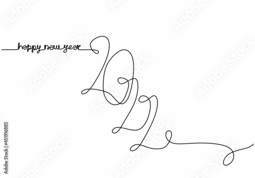 new year 2022 continuous one line drawing, minimalist text vector illustration, isolated on white background for celebration and banner.