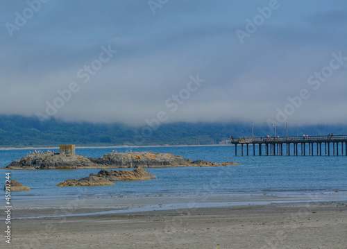 Gorgeous view from Battery Point Beach of the B Street Pier in Crescent City  Del Norte County  California 