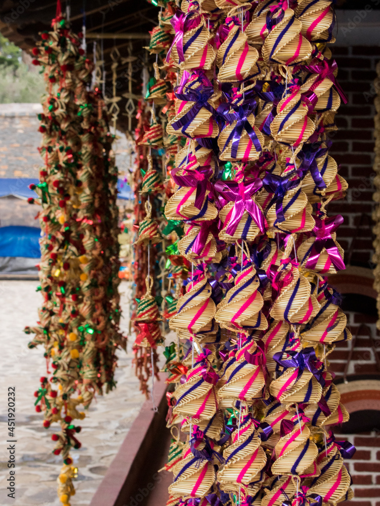 handmade mexican bells, hung in a market