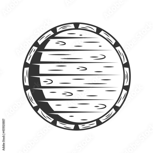 Vintage wooden barrel isolated on white background. Vector illustration