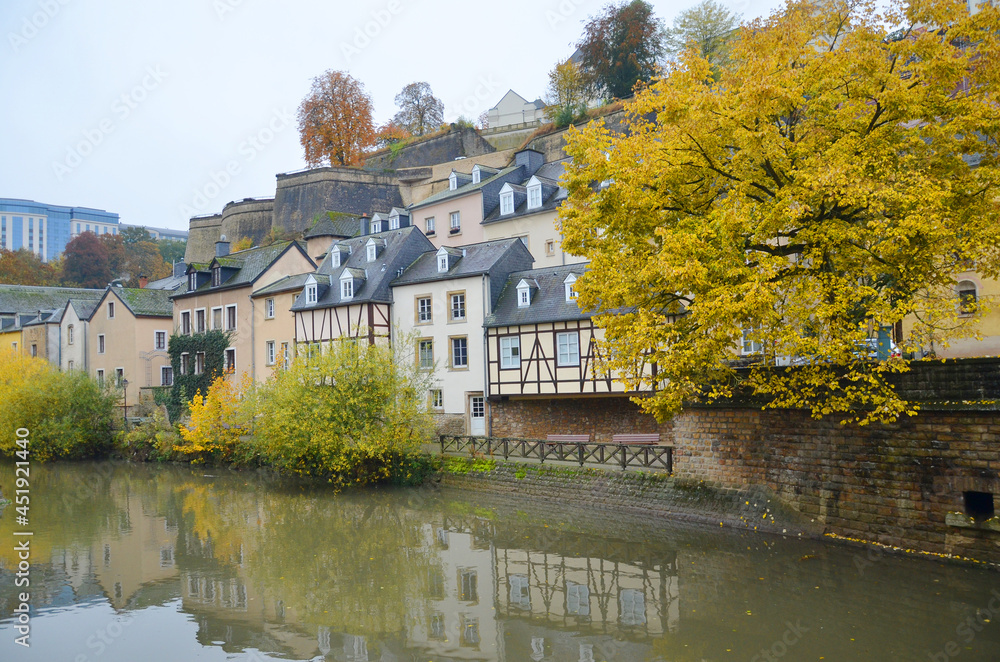 Grund district and Alzette river in Luxembourg City.