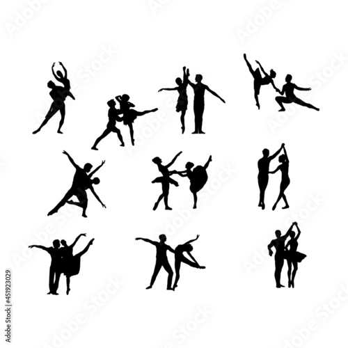 Ballet Duo Dance - Silhouettes vector. 10 files set eps & svg