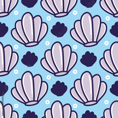 full color simple seamless shell fish pattern doodles © verte