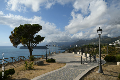 Panoramic view of the coast of San Nicola Arcella  a tourist resort in the Calabria region of Italy.