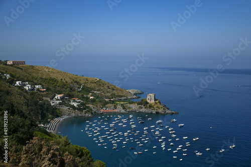 Fototapeta Naklejka Na Ścianę i Meble -  Panoramic view of the coast of San Nicola Arcella, a tourist resort in the Calabria region of Italy.