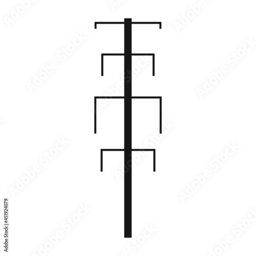 Electric tower. A power line support is a structure for holding wires. Support of an overhead power transmission line. Vector illustration isolated on a white background for design and web.